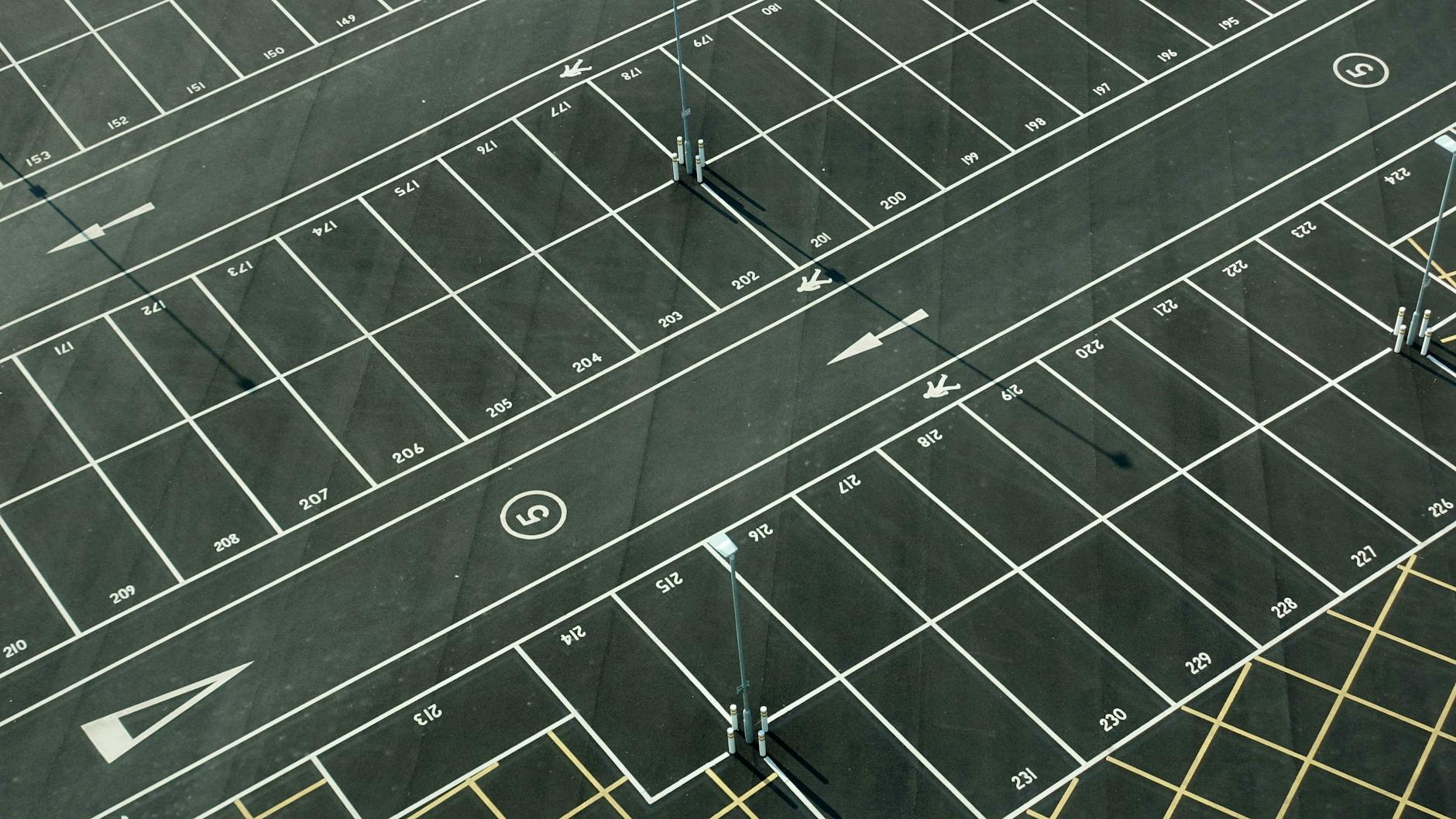 aerial view of parking area