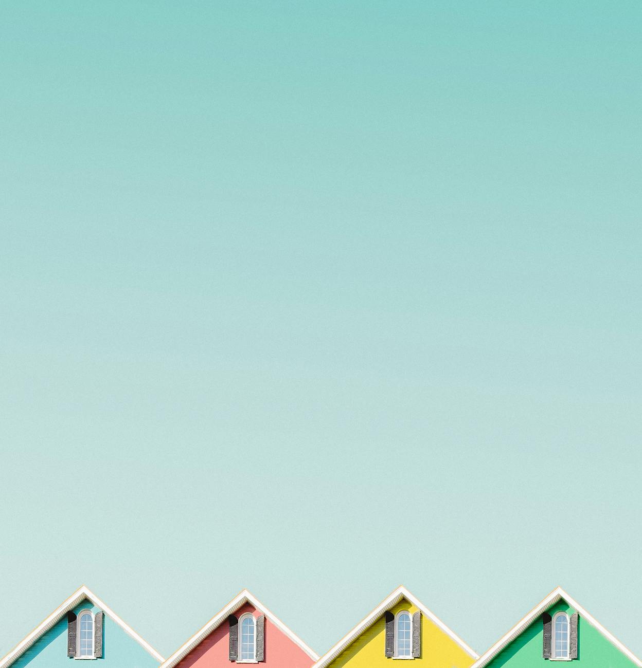 four colourful houses