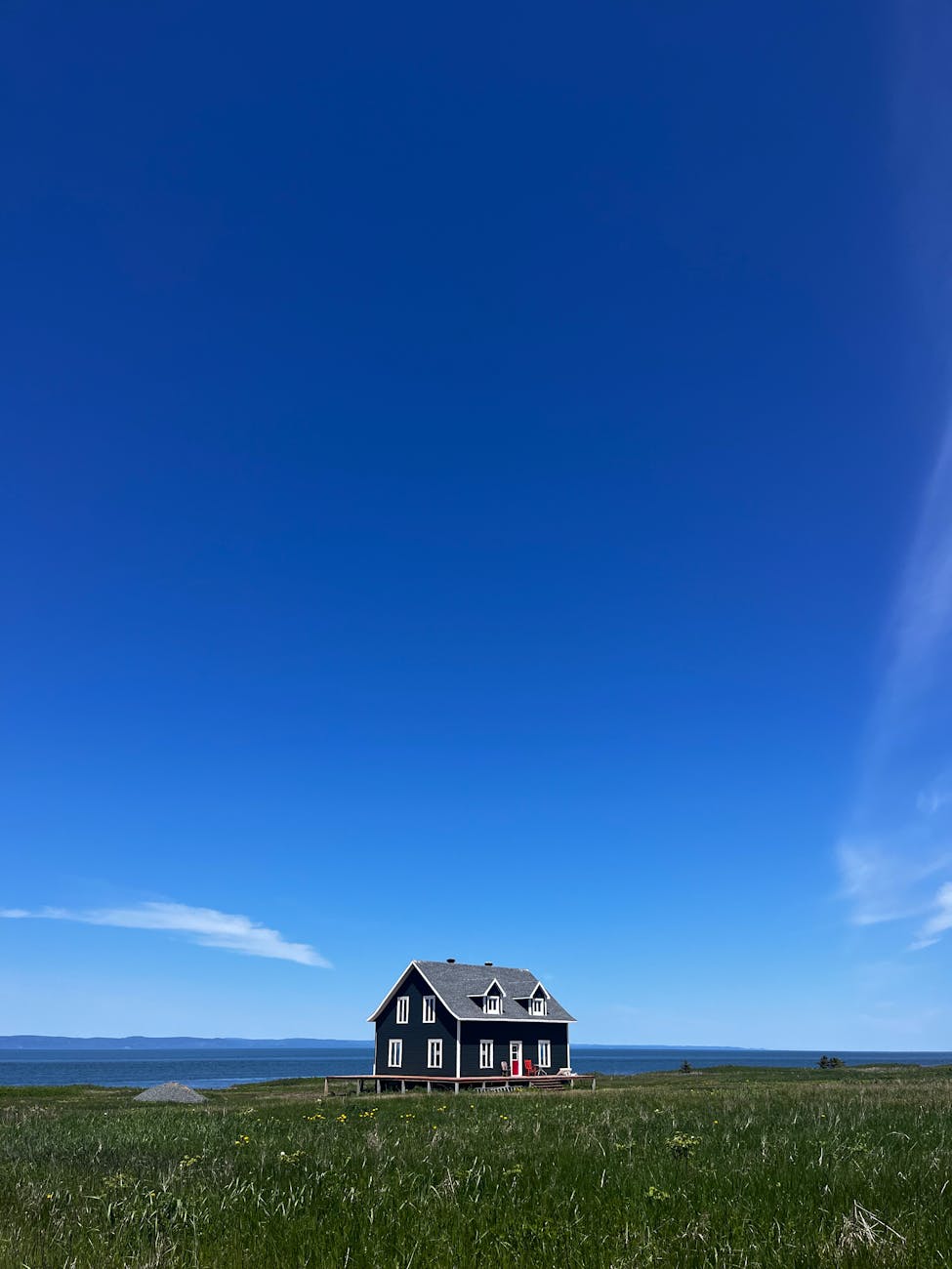 charming coastal cottage under clear blue sky
