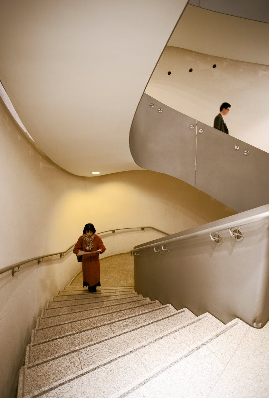 modern staircase with two people in tokyo