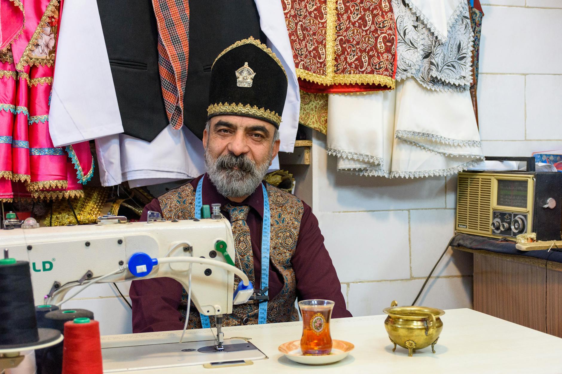 traditional persian tailor in yazd iran