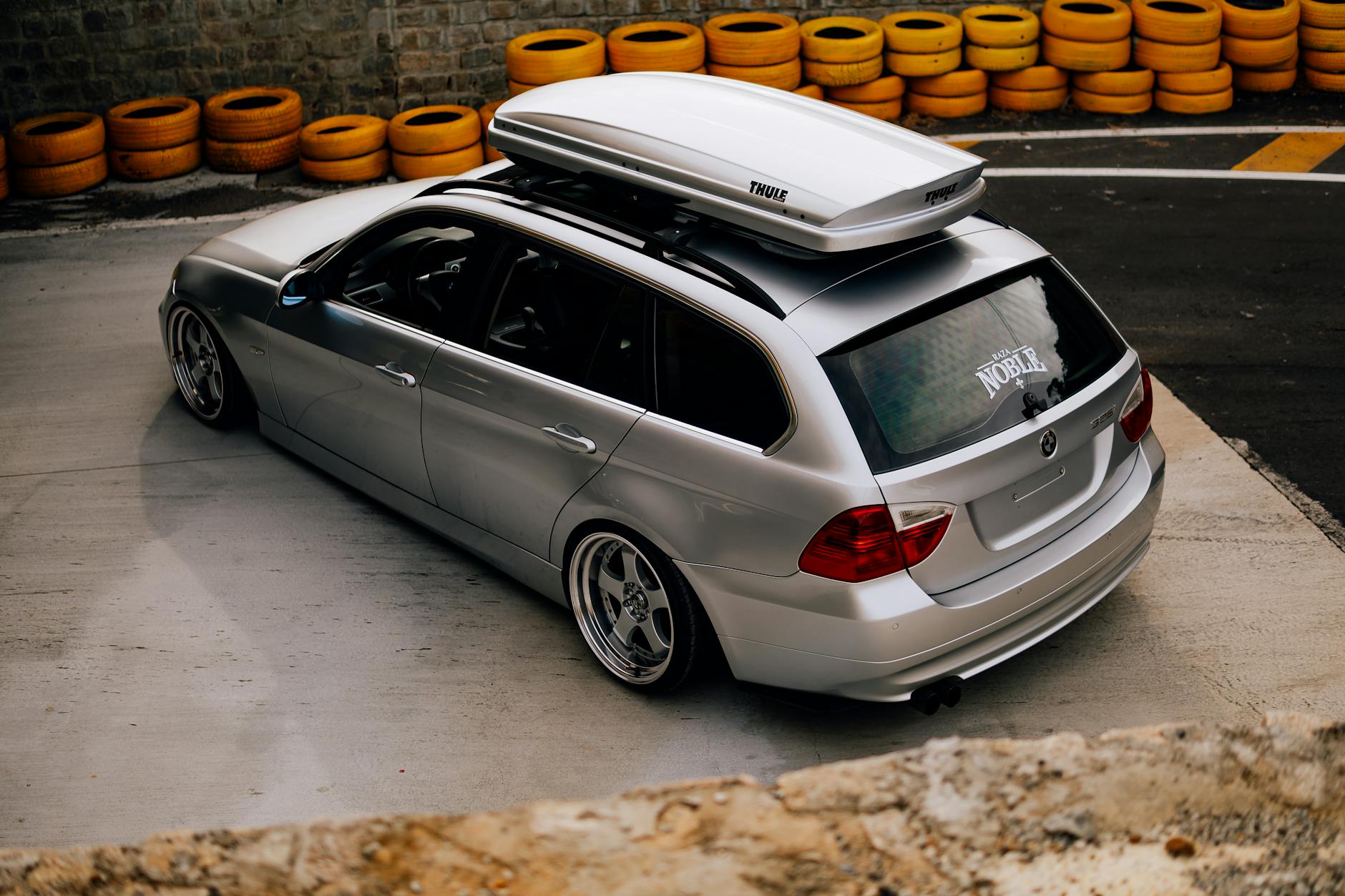 stylish stanced bmw wagon at car meet