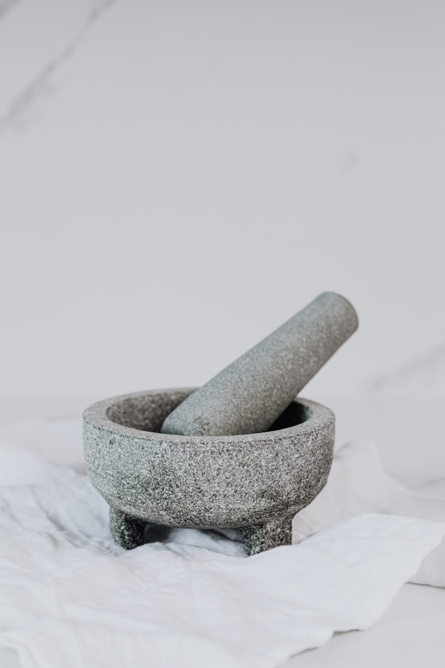 close up shot of mortar and pestle