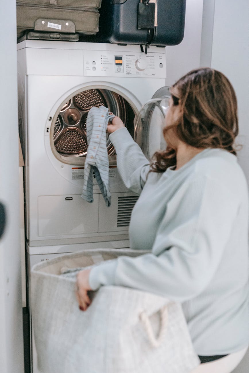 a woman doing laundry